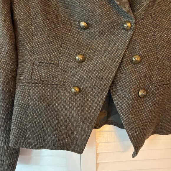 Banana Republic women's jacket 8 wool blend olive speckled brown military - Picture 3 of 11